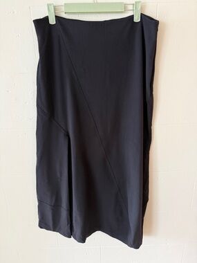 Sarah Pacini | Black Midi Skirt with Slit | Minimalist Capsule Wardrobe | Large